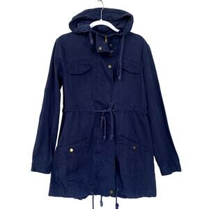 Some Days Lovin Jacket Womens Medium Blue Canvas Cargo Lace Up Back Parka PacSun